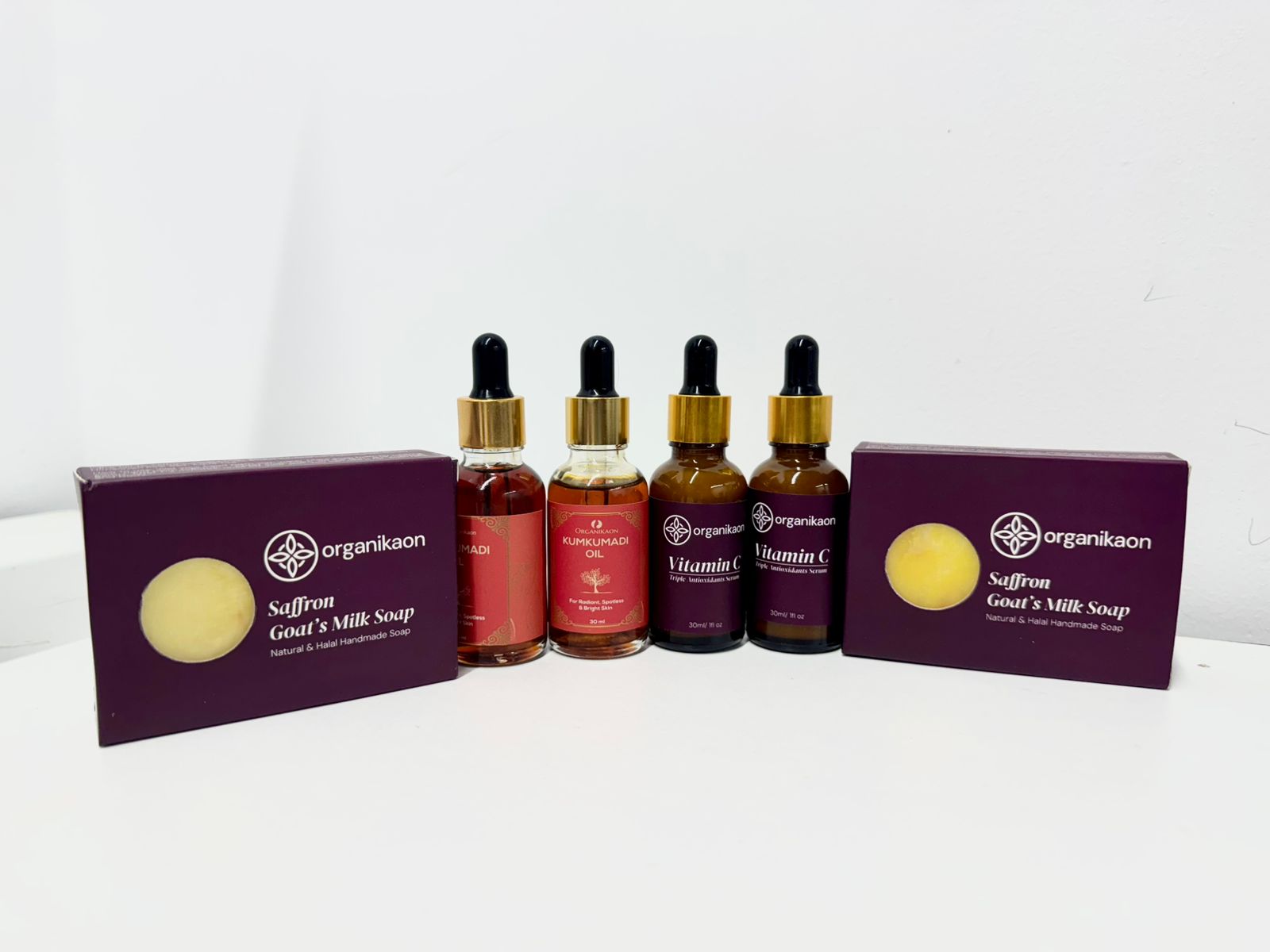2 Kumkumadi Oil + 2 Saffron Goat's Milk Soap + 2 Triple Anti Oxident Vitamin C Serum