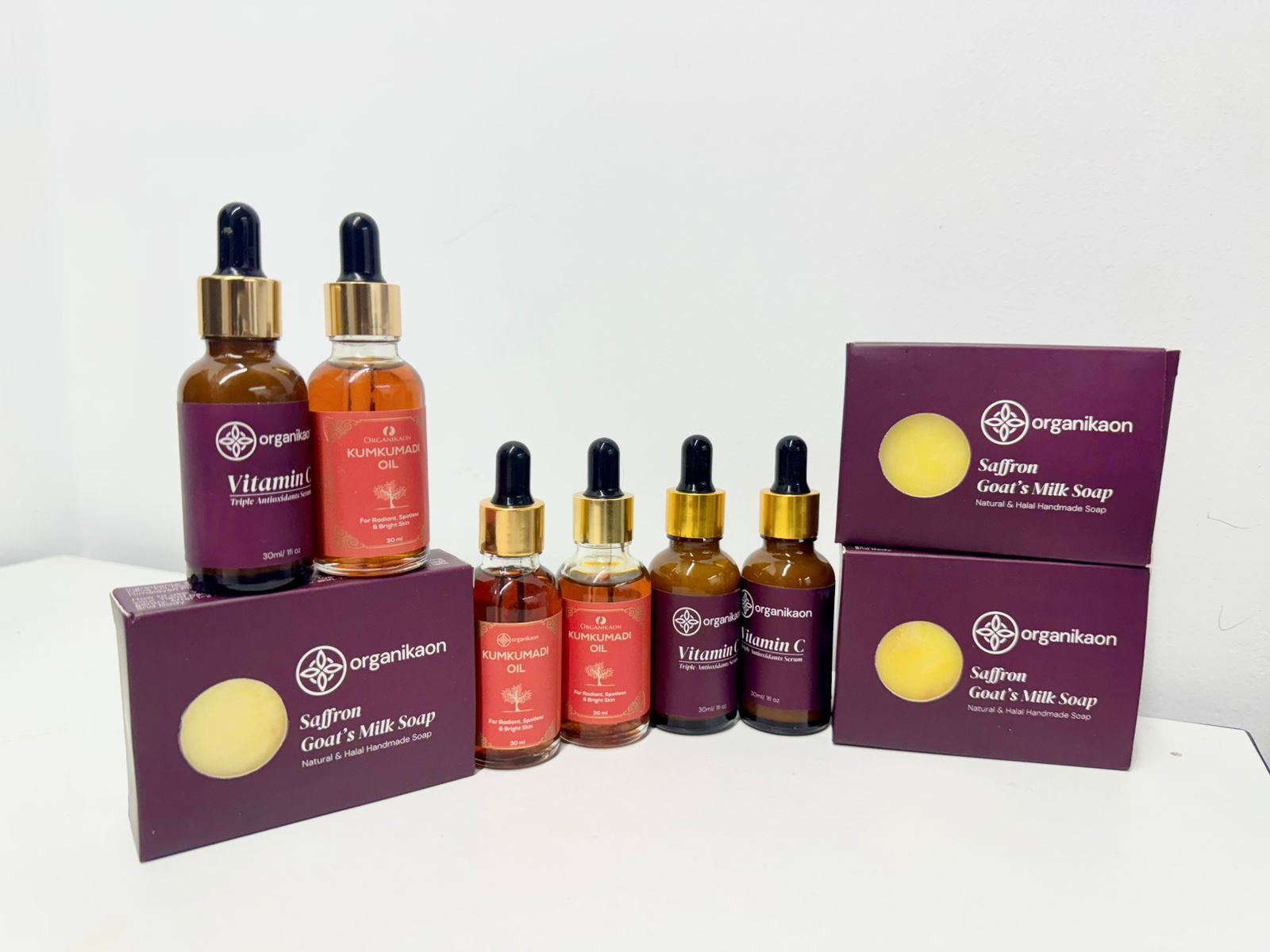 3 Kumkumadi Oil + 3 Saffron Goat's Milk Soap + 3 Triple Anti Oxident Vitamin C Serum